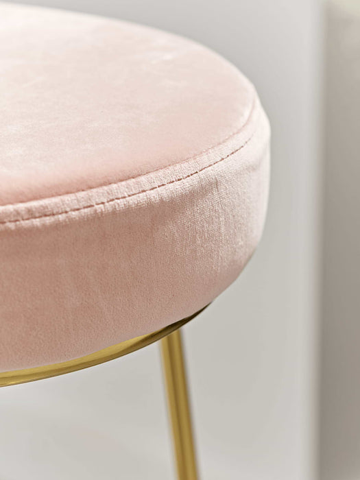 Brass & Blush Velvet High Stool