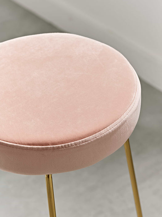 Brass & Blush Velvet High Stool