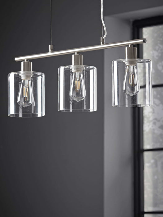 Triple Industrial Pendant - Brushed Silver