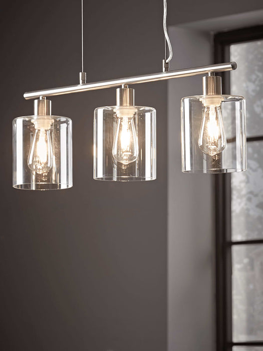 Triple Industrial Pendant - Brushed Silver