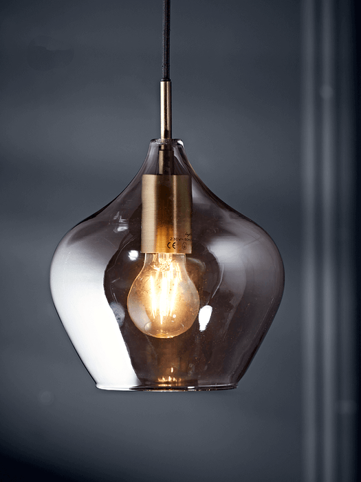 Bell Glass Pendant - Brass