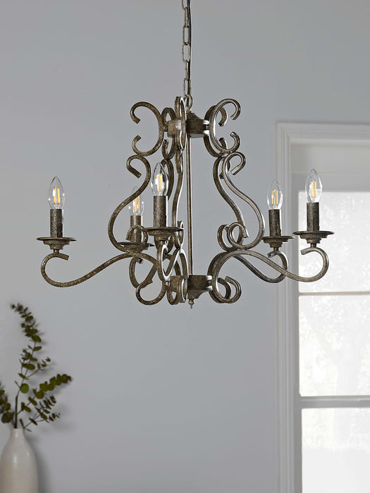 Elegant Metal Five Arm Chandelier - Small