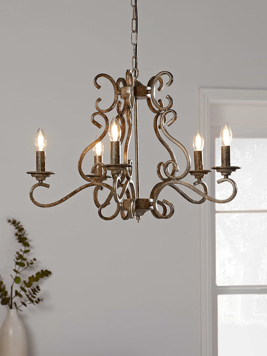 Elegant Metal Five Arm Chandelier - Small