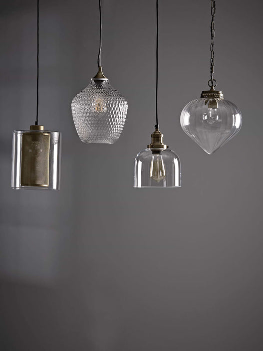 Embossed Glass Pendant - Clear