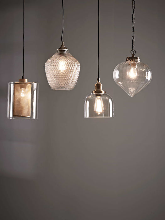 Embossed Glass Pendant - Clear