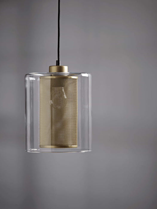 Glass & Brass Mesh Pendant