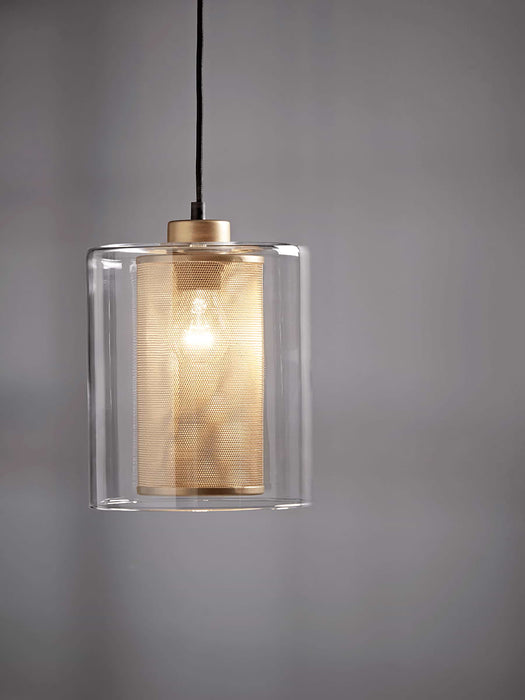 Glass & Brass Mesh Pendant