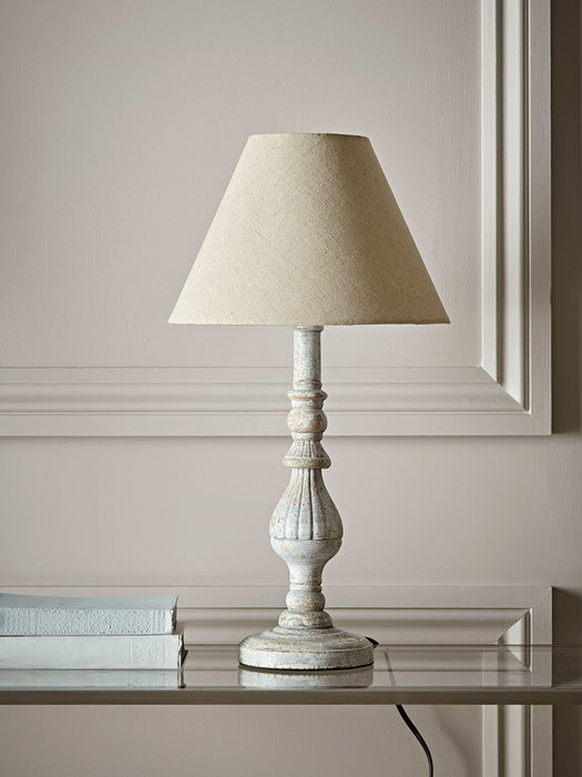 Turned Whitewashed Bedside Lamp