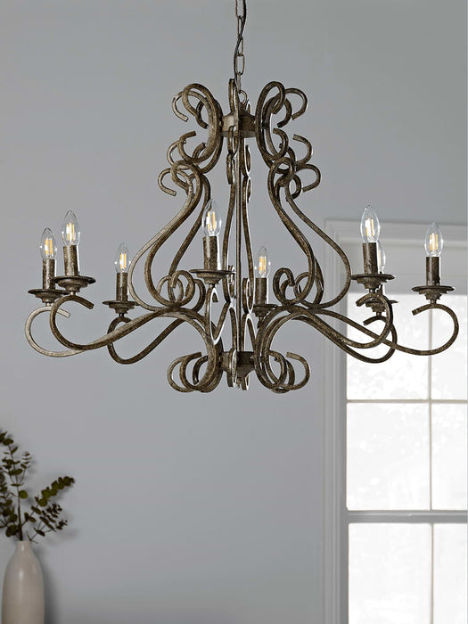 Elegant Metal Twelve Arm Chandelier - Large