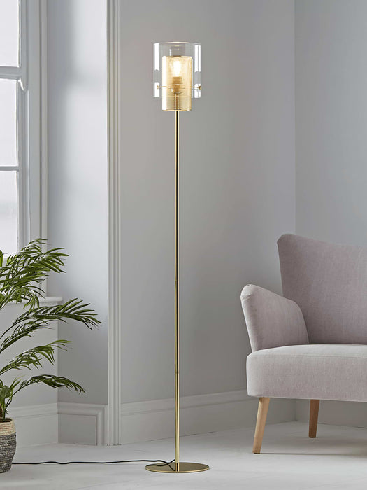 Mesh & Glass Stem Floor Lamp