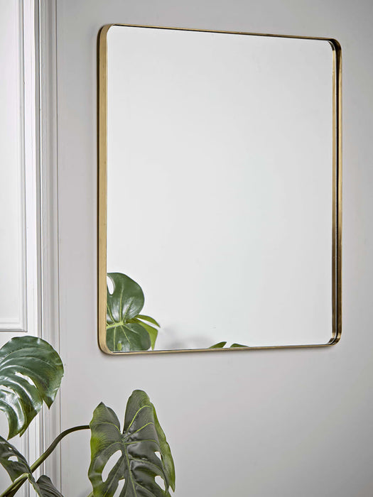 Antique Brass Slim Frame Square Mirror - Medium
