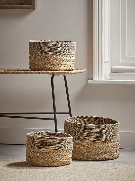 Three Chevron Topped Storage Baskets