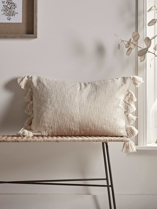 Woven Tasseled Cushion - Ivory