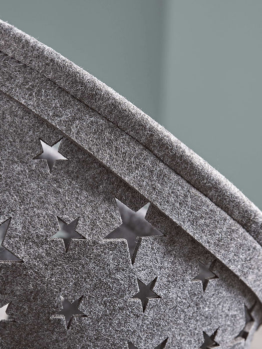 Three Starry Felt Baskets - Charcoal
