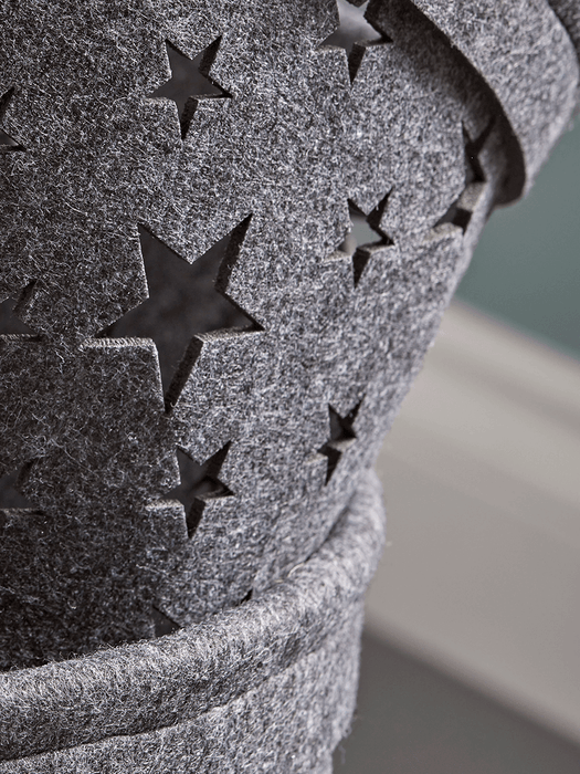 Three Starry Felt Baskets - Charcoal