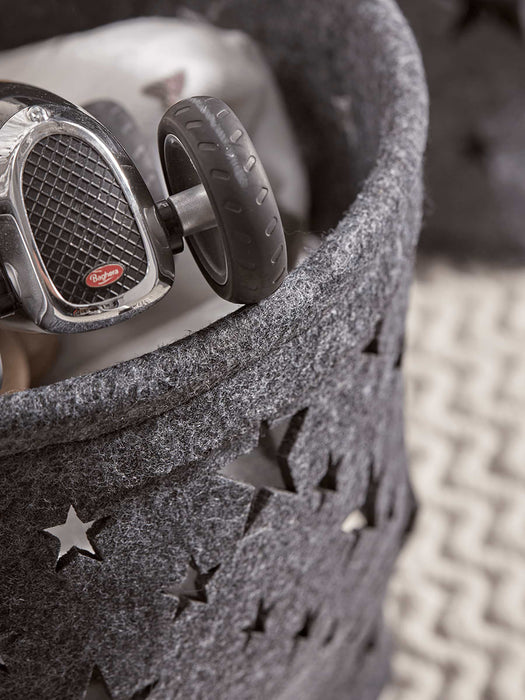 Three Starry Felt Baskets - Charcoal