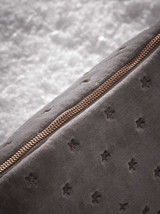 Star Embroidered Beauty Bag - Grey