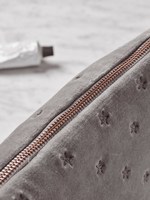 Star Embroidered Beauty Bag - Grey