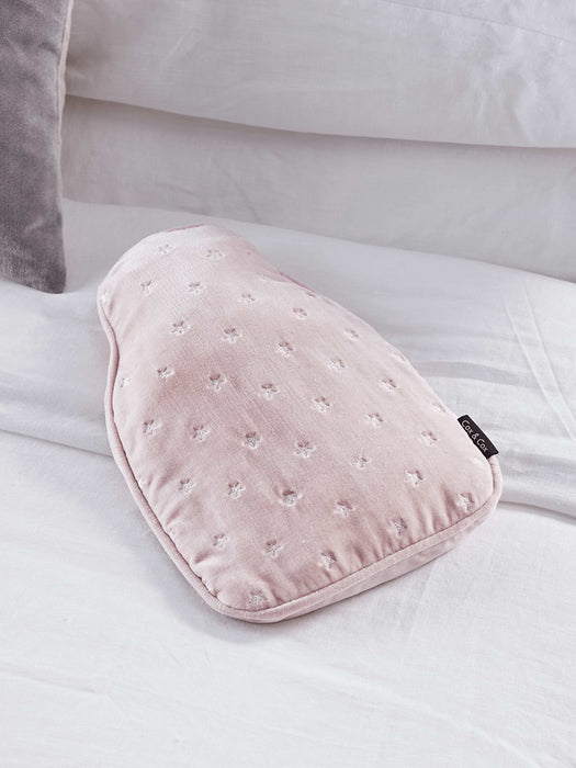 Star Embroidered Hot Water Bottle - Blush