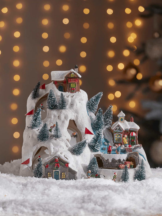 Miniature Lit Ski Slope