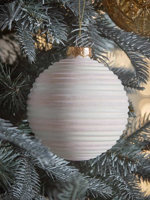 Twelve Large Textured Glass Baubles - Gold & Black