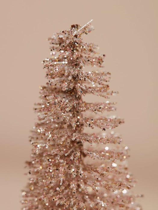 Four Blush Glittered Brush Trees