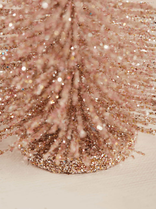 Four Blush Glittered Brush Trees