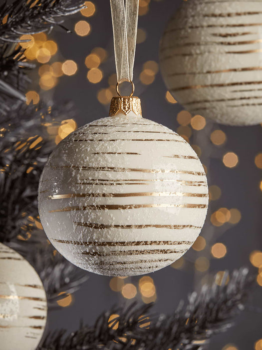 Six Golden Stripes Glass Baubles