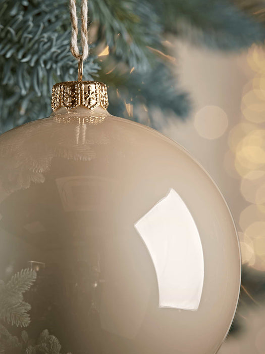Four Large Handblown Glass Baubles - Soft Pearl