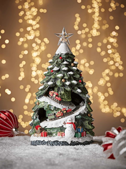 Miniature Lit Tree Trains