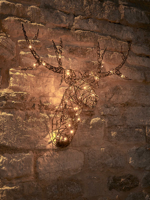 Faux Rattan Light Up Stag Head