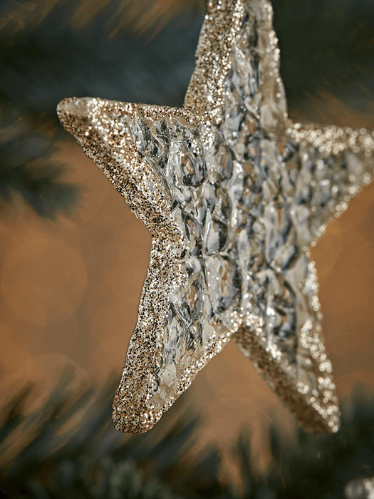 Three Glittered Glass Stars
