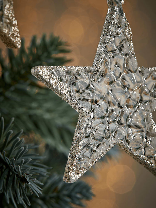 Three Glittered Glass Stars