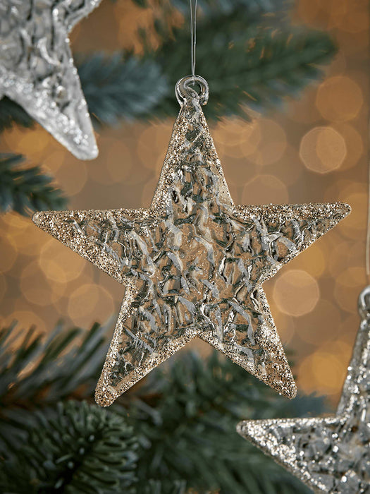 Three Glittered Glass Stars