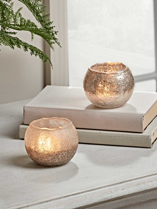 Two Dipped Textured Tealight Holders