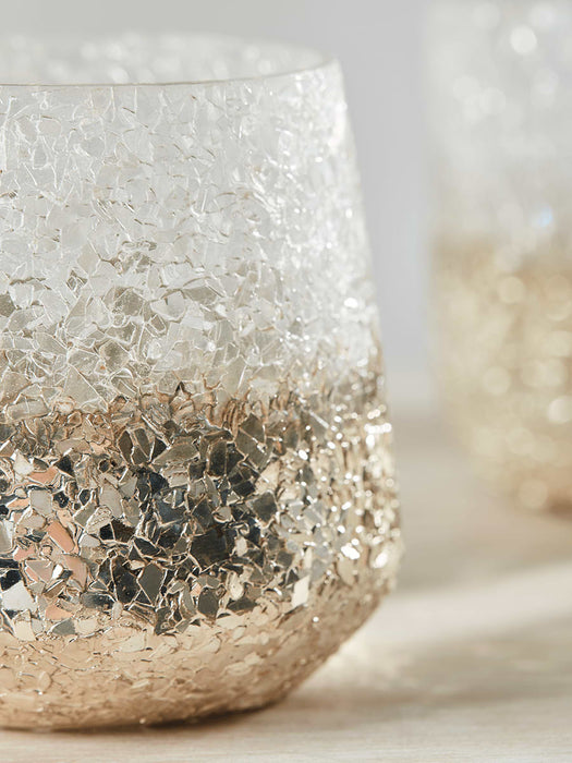Three Crackle Metallic Tealight Holders
