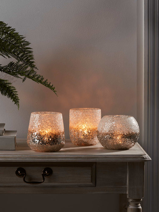 Three Crackle Metallic Tealight Holders