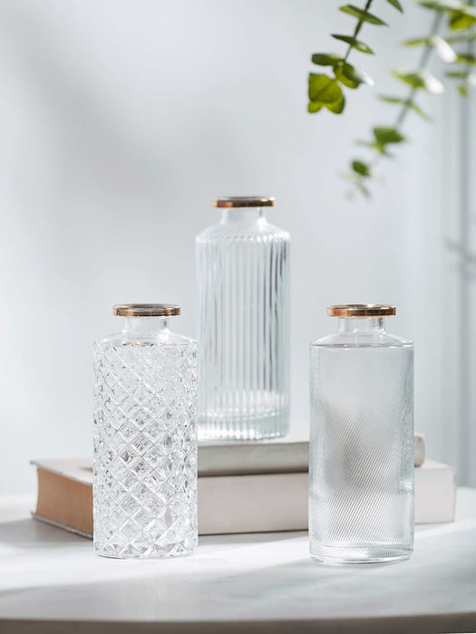 Three Gold Rim Bottle Vases