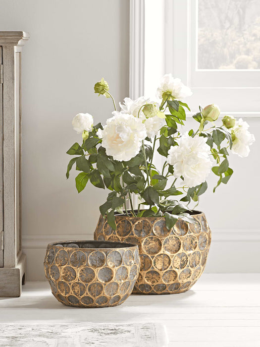 Faux Potted Peony - White