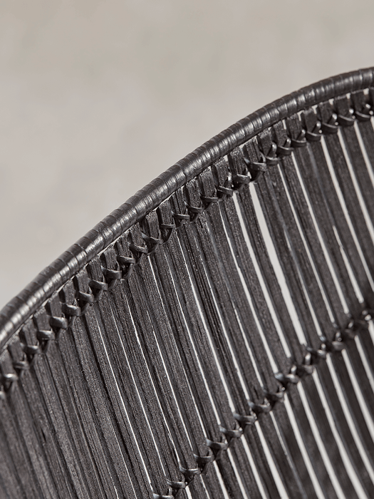Flat Rattan Armed Chair - Black