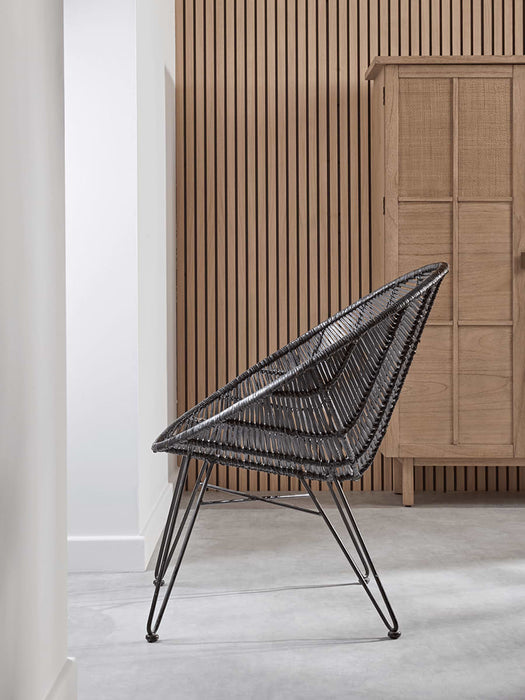 Flat Rattan Occasional Chair - Black