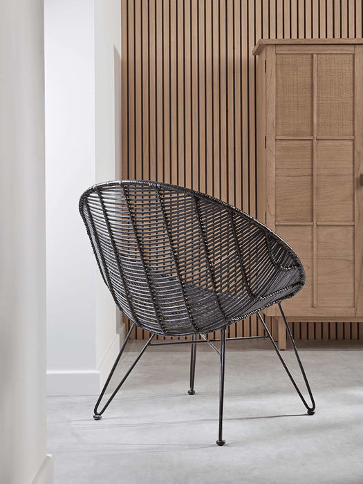 Flat Rattan Occasional Chair - Black