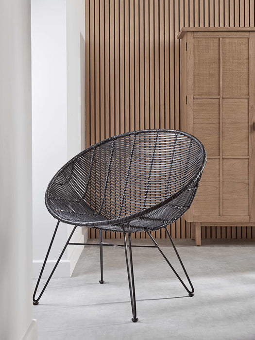 Flat Rattan Occasional Chair - Black