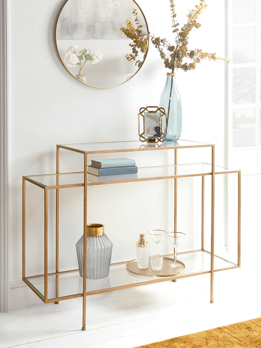 Soft Gold Glass Console Table