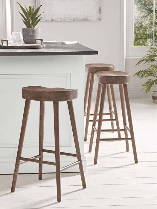 Weathered Oak Counter Stool - Walnut Effect
