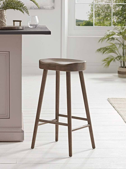 Weathered Oak Counter Stool - Walnut Effect