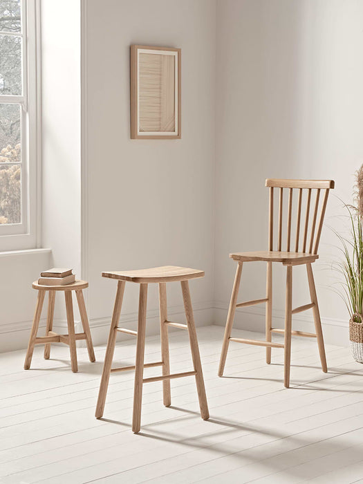 Oak Curved Topped Counter Stool - Natural