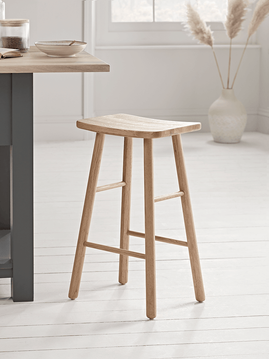 Oak Curved Topped Counter Stool - Natural
