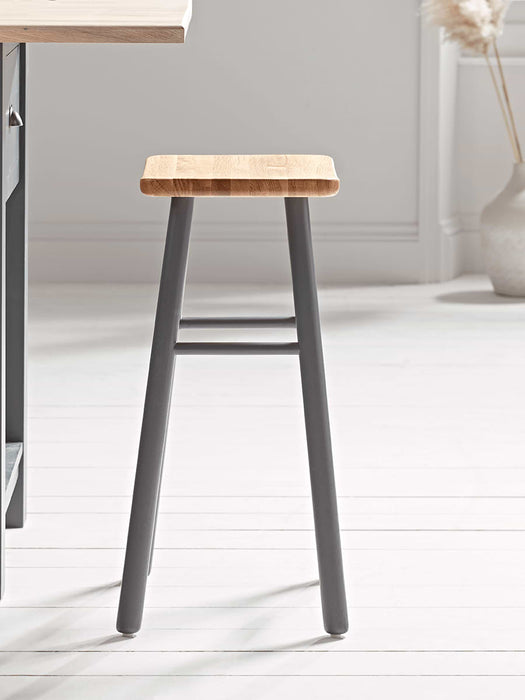 Oak Curved Topped Counter Stool - Charcoal
