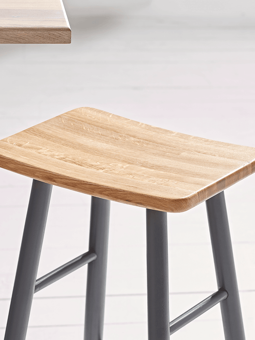 Oak Curved Topped Counter Stool - Charcoal